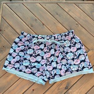 Simply Southern Seashell and Starfish Pajama Shorts - Pink and White